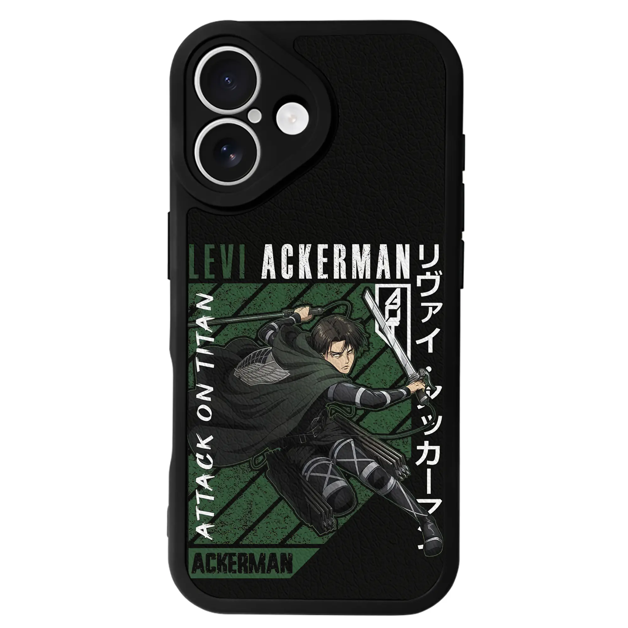 進撃の巨人 グッズ リヴァイ・アッカーマン - IPhone 16シリーズ対応 ・ シリコンスマホケース ・ レザー調 ・ 高精度フィット ・ 耐衝撃 ・ ワイヤレス充電対応 ・ 精密カット